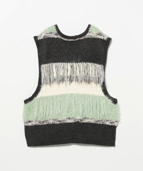 B:MING by BEAMS(ビーミングバイビームス)の「フリンジ ニット ベスト(ニット/セーター・レディース・グリーン/ブルー・ONE SIZE)」の9枚目の写真