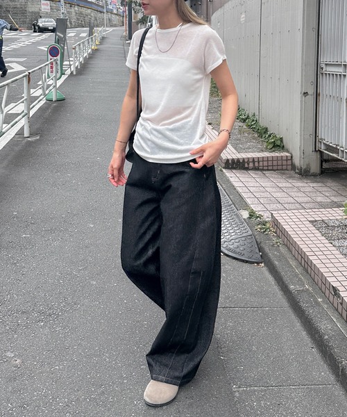 feepur(フェピュール)の「シアーリブTee(Tシャツ/カットソー・レディース・オフホワイト/グレー/ブラック/ブラウン・MEDIUM)」の6枚目の写真