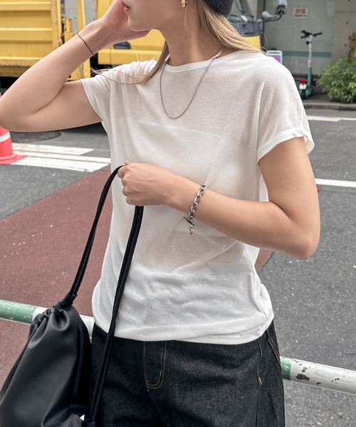 feepur(フェピュール)の「シアーリブTee(Tシャツ/カットソー・レディース・オフホワイト/グレー/ブラック/ブラウン・MEDIUM)」の14枚目の写真
