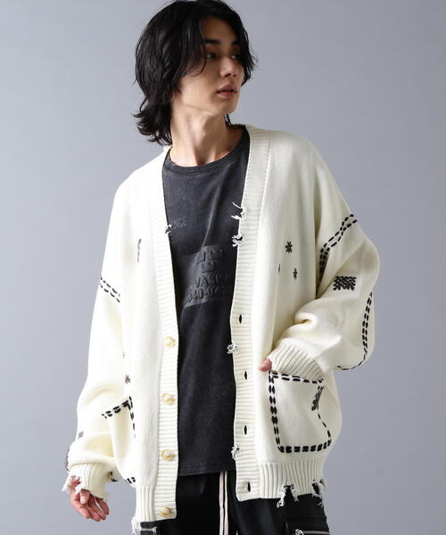 DANKE SCHON（ダンケシェーン）の「DankeSchon/ダンケシェーン/HAND STITCH KNIT CARDIGAN（カーディガン/ボレロ・メンズ・ホワイト/ブラック・S/M/L）」の21枚目の写真