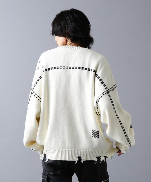 DANKE SCHON（ダンケシェーン）の「DankeSchon/ダンケシェーン/HAND STITCH KNIT CARDIGAN（カーディガン/ボレロ・メンズ・ホワイト/ブラック・S/M/L）」の22枚目の写真