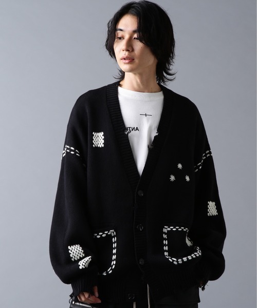 Stone  ブラック カーディガン DankeSchon/ダンケシェーン/HAND STITCH KNIT CARDIGAN（カーディガン