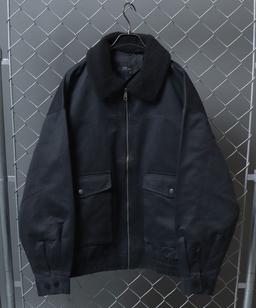 セール】Faux waxed jacket/襟ボア ワックスライク A-2タイプ