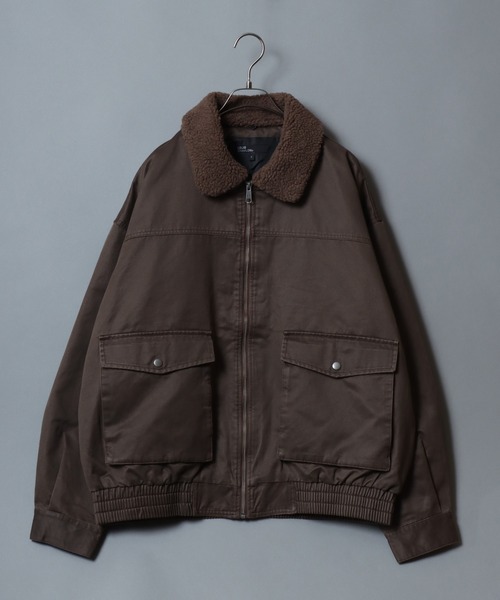 ANPAS（アンパス）の「Faux waxed jacket/襟ボア ワックスライク A-2タイプジャケット ワークブルゾン フライトジャケット ミリタリーブルゾン アウター メンズ レディース（ブルゾン・メンズ・ブラック/ブラウン・M/L/LL）」の5枚目の写真