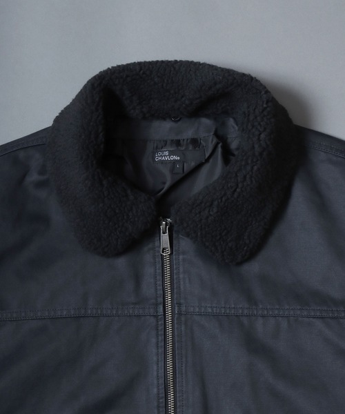 ANPAS（アンパス）の「Faux waxed jacket/襟ボア ワックスライク A-2タイプジャケット ワークブルゾン フライトジャケット ミリタリーブルゾン アウター メンズ レディース（ブルゾン・メンズ・ブラック/ブラウン・M/L/LL）」の8枚目の写真