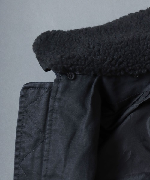 ANPAS（アンパス）の「Faux waxed jacket/襟ボア ワックスライク A-2タイプジャケット ワークブルゾン フライトジャケット ミリタリーブルゾン アウター メンズ レディース（ブルゾン・メンズ・ブラック/ブラウン・M/L/LL）」の9枚目の写真