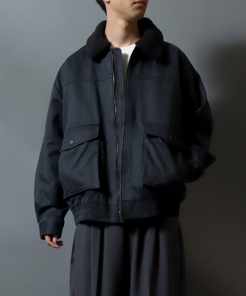 ANPAS（アンパス）の「Faux waxed jacket/襟ボア ワックスライク A-2タイプジャケット ワークブルゾン フライトジャケット ミリタリーブルゾン アウター メンズ レディース（ブルゾン・メンズ・ブラック/ブラウン・M/L/LL）」の22枚目の写真