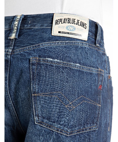 REPLAY(リプレイ)の「9ZERO1 ストレートフィットインディゴダメージデニム(デニムパンツ・メンズ・ダークブルー・W28xL32/W29xL32/W30xL32/W31xL32/W32xL32/W33xL32/W34xL32)」の8枚目の写真