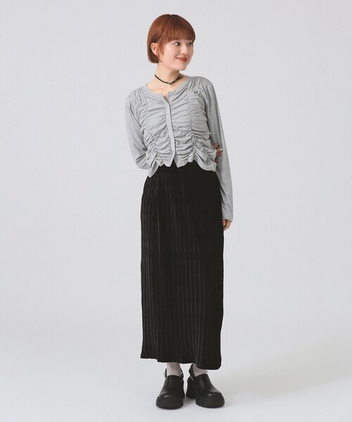 Ray BEAMS(レイビームス)の「リブ シャーリング カーディガン(カーディガン/ボレロ・レディース・ブラック/ライトグレー・ONE SIZE)」の20枚目の写真