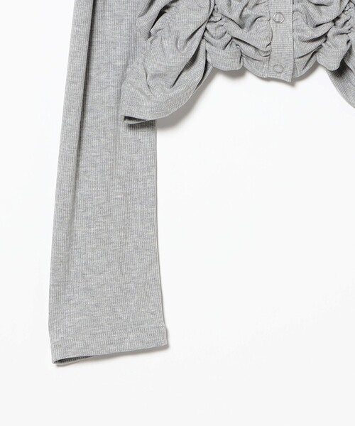 Ray BEAMS(レイビームス)の「リブ シャーリング カーディガン(カーディガン/ボレロ・レディース・ブラック/ライトグレー・ONE SIZE)」の18枚目の写真