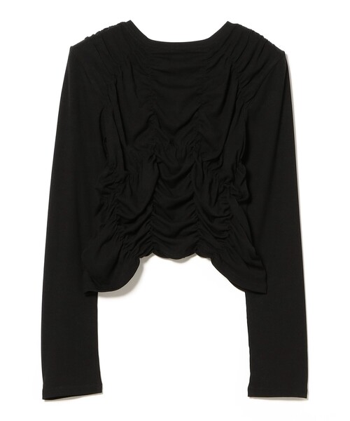 Ray BEAMS(レイビームス)の「リブ シャーリング カーディガン(カーディガン/ボレロ・レディース・ブラック/ライトグレー・ONE SIZE)」の7枚目の写真