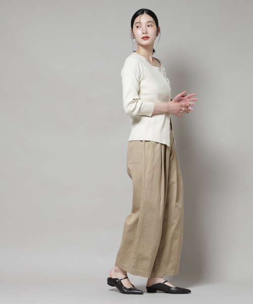 な。さんページ アシメネックデサインリブニットトップス（ニット/セーター）｜NANO