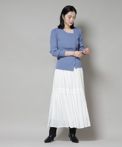 な。さんページ アシメネックデサインリブニットトップス（ニット/セーター）｜NANO