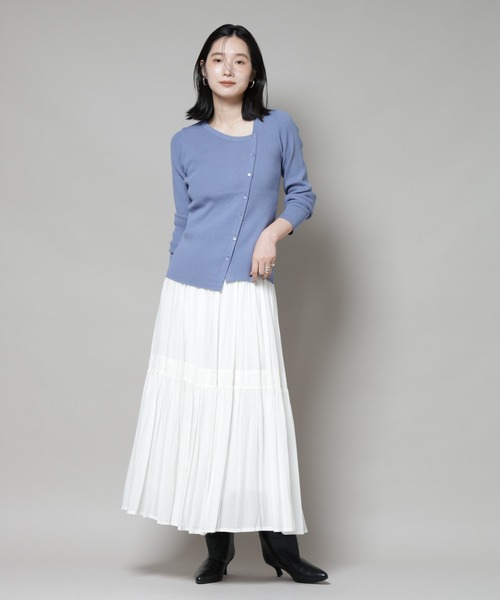 NANO universe（ナノユニバース）の「アシメネックデサインリブニットトップス（ニット/セーター・レディース・チャコール/ライトベージュ/ブルー・FREE）」の21枚目の写真