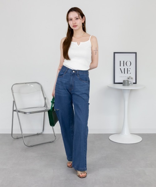 aity(アイティ)の「キーネックキャミソール コットン インナー トップス シンプル 無地 黒 白 夏服(キャミソール・レディース・ブラック/オフホワイト・L/LL/3L/4L/M)」の4枚目の写真