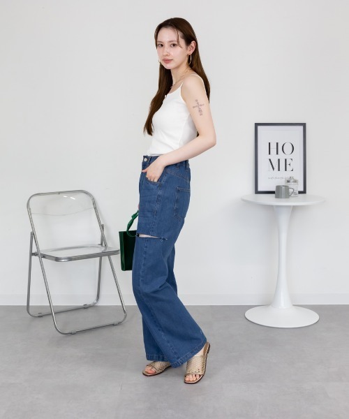 aity(アイティ)の「キーネックキャミソール コットン インナー トップス シンプル 無地 黒 白 夏服(キャミソール・レディース・ブラック/オフホワイト・L/LL/3L/4L/M)」の6枚目の写真