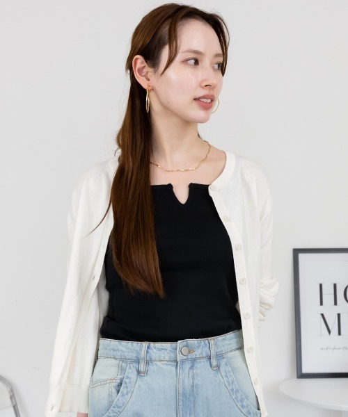 aity(アイティ)の「キーネックキャミソール コットン インナー トップス シンプル 無地 黒 白 夏服(キャミソール・レディース・ブラック/オフホワイト・L/LL/3L/4L/M)」の18枚目の写真