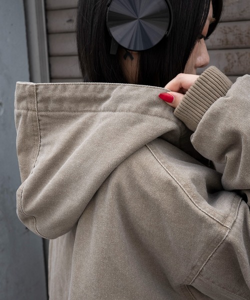 WEGO（ウィゴー）の「WEGO/【25年秋冬新作】ワーカーズキルトフードブルゾン（ブルゾン・レディース・ベージュ/チャコール・FREE）」の6枚目の写真