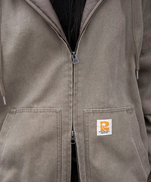 WEGO（ウィゴー）の「WEGO/【25年秋冬新作】ワーカーズキルトフードブルゾン（ブルゾン・レディース・ベージュ/チャコール・FREE）」の7枚目の写真