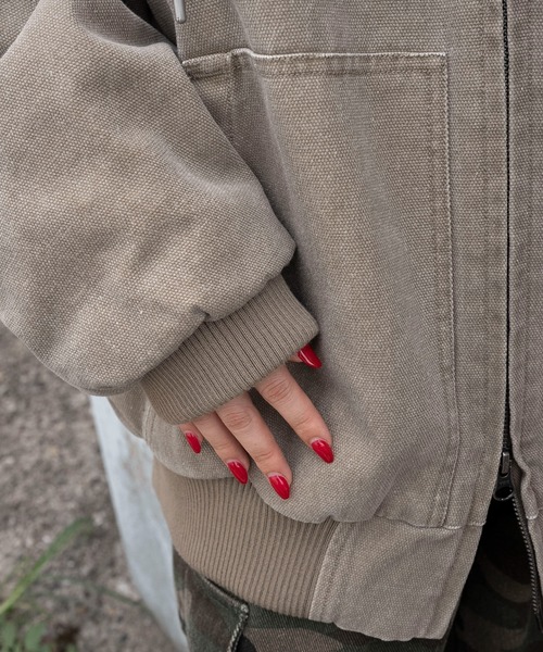 WEGO（ウィゴー）の「WEGO/【25年秋冬新作】ワーカーズキルトフードブルゾン（ブルゾン・レディース・ベージュ/チャコール・FREE）」の9枚目の写真