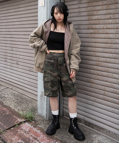 WEGO（ウィゴー）の「WEGO/【25年秋冬新作】ワーカーズキルトフードブルゾン（ブルゾン・レディース・ベージュ/チャコール・FREE）」の16枚目の写真