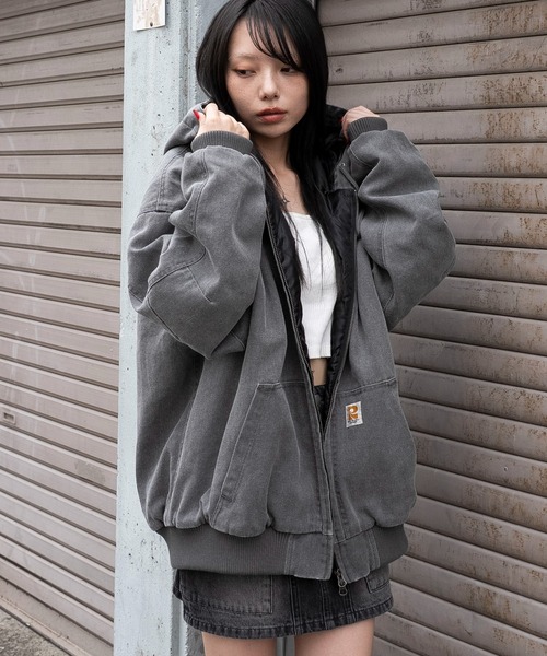 WEGO（ウィゴー）の「WEGO/【25年秋冬新作】ワーカーズキルトフードブルゾン（ブルゾン・レディース・ベージュ/チャコール・FREE）」の19枚目の写真