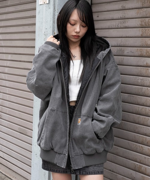 WEGO（ウィゴー）の「WEGO/【25年秋冬新作】ワーカーズキルトフードブルゾン（ブルゾン・レディース・ベージュ/チャコール・FREE）」の20枚目の写真