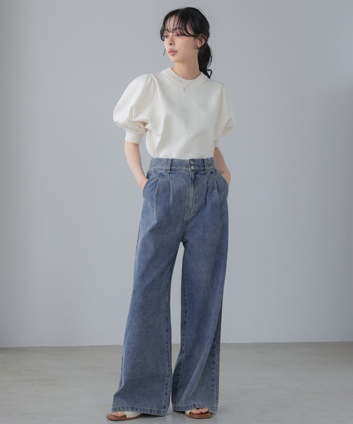 itto...（イット）の「デニムタックパンツ（デニムパンツ・レディース・ブルー/ワンウォッシュ・M/L）」の10枚目の写真
