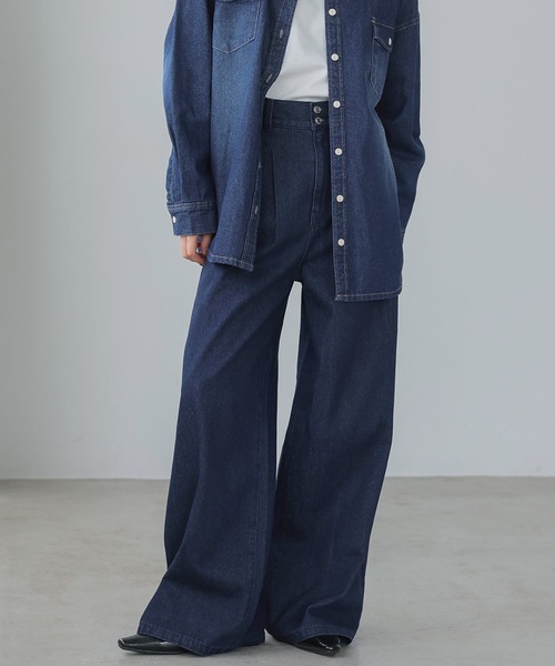 itto...（イット）の「デニムタックパンツ（デニムパンツ・レディース・ブルー/ワンウォッシュ・M/L）」の18枚目の写真
