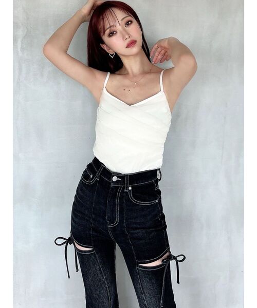 RESEXXY(リゼクシー)の「チュールドッキングアンサンブルトップス(Tシャツ/カットソー・レディース・グレー/ブラック/ホワイト・FREE)」の16枚目の写真
