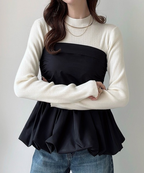 Meiru(メイル)の「バルーンビスチェドッキングニット(ニット/セーター・レディース・グレー/ライトベージュ/ブラック・LARGE/MEDIUM)」の12枚目の写真