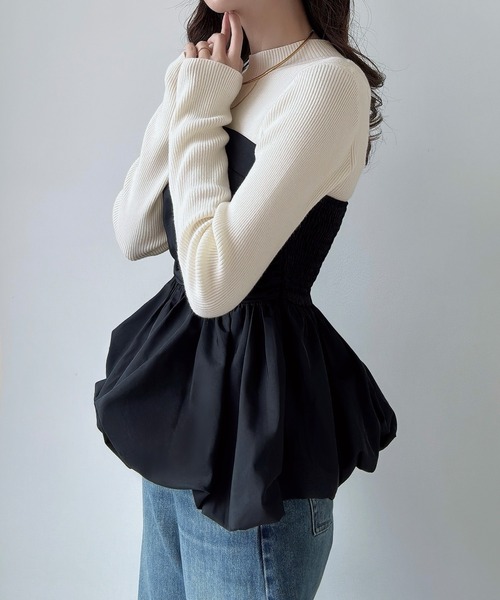 Meiru(メイル)の「バルーンビスチェドッキングニット(ニット/セーター・レディース・グレー/ライトベージュ/ブラック・LARGE/MEDIUM)」の13枚目の写真