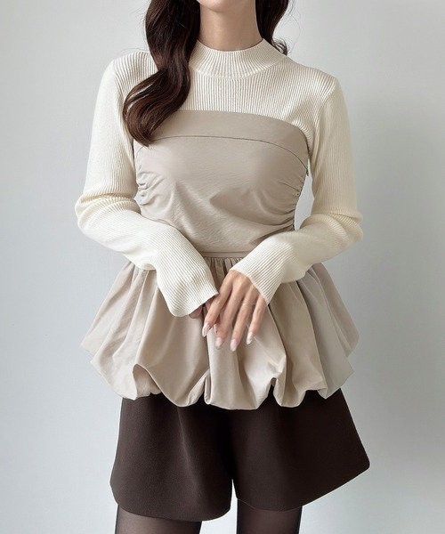 Meiru(メイル)の「バルーンビスチェドッキングニット(ニット/セーター・レディース・グレー/ライトベージュ/ブラック・LARGE/MEDIUM)」の16枚目の写真