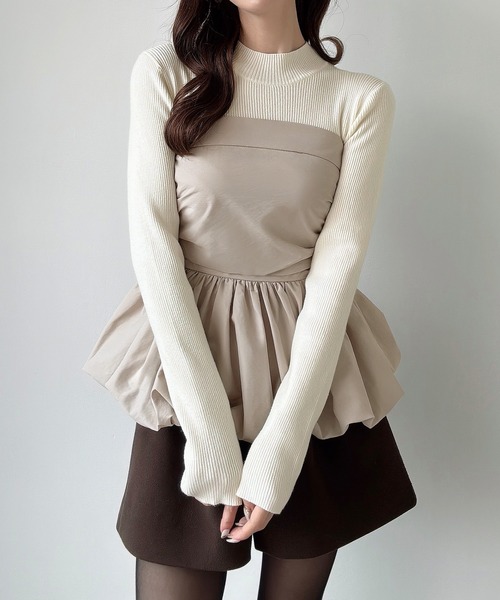 Meiru(メイル)の「バルーンビスチェドッキングニット(ニット/セーター・レディース・グレー/ライトベージュ/ブラック・LARGE/MEDIUM)」の17枚目の写真