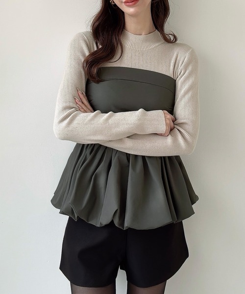 Meiru(メイル)の「バルーンビスチェドッキングニット(ニット/セーター・レディース・グレー/ライトベージュ/ブラック・LARGE/MEDIUM)」の4枚目の写真