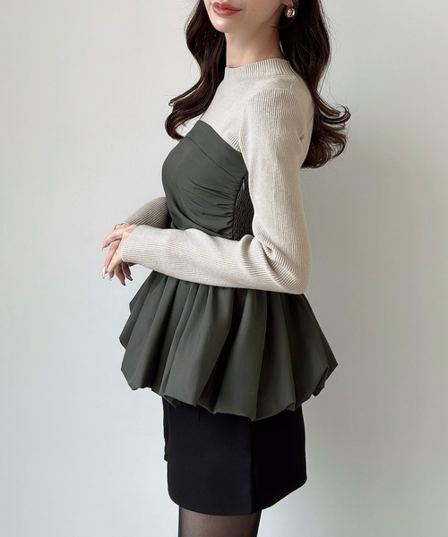 Meiru(メイル)の「バルーンビスチェドッキングニット(ニット/セーター・レディース・グレー/ライトベージュ/ブラック・LARGE/MEDIUM)」の5枚目の写真