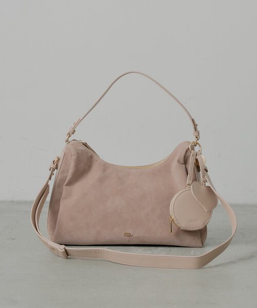 ポーチチャーム付きスエードコンビボストンバッグ（ボストンバッグ