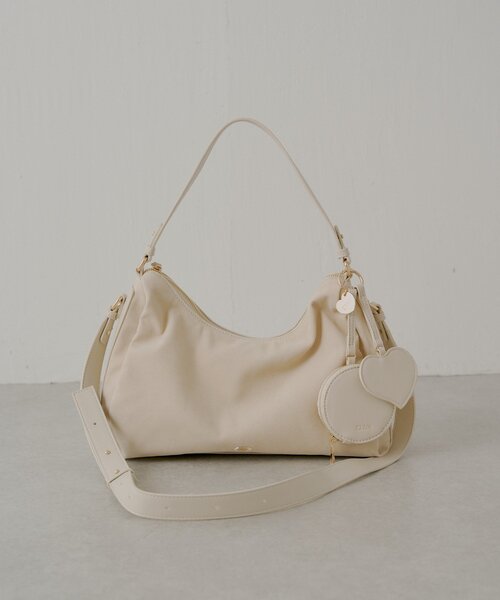 ポーチチャーム付きスエードコンビボストンバッグ（ボストンバッグ