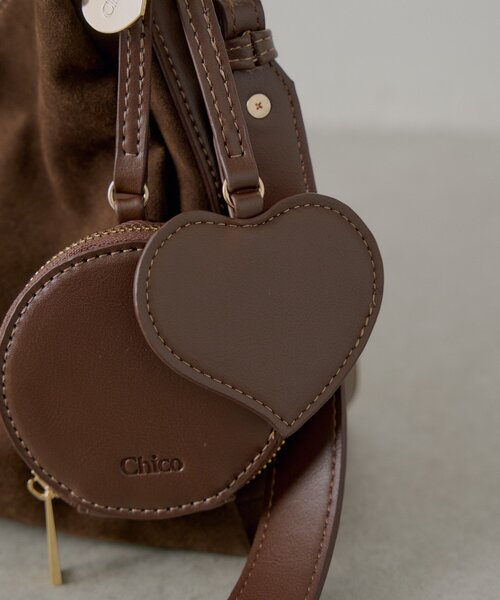 ポーチチャーム付きスエードコンビボストンバッグ（ボストンバッグ