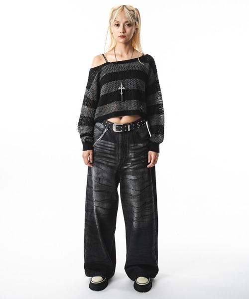 SHORT ROUND（ショートラウンド）の「SHORT ROUND/スーパーバギーダーティデニムパンツ（デニムパンツ・メンズ・ブラック系3/コバルトブルー・LARGE/MEDIUM）」の11枚目の写真