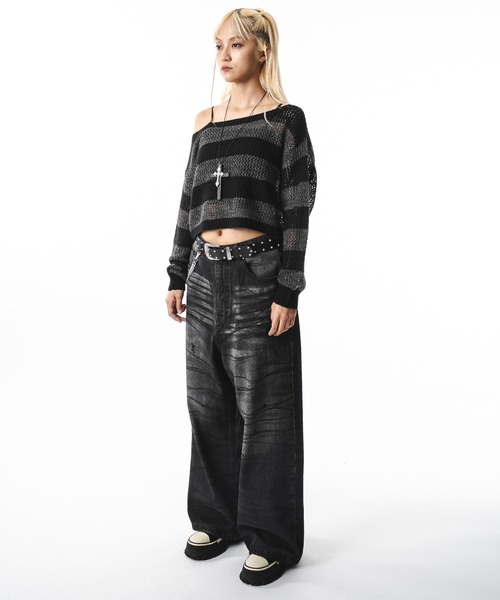 SHORT ROUND（ショートラウンド）の「SHORT ROUND/スーパーバギーダーティデニムパンツ（デニムパンツ・メンズ・ブラック系3/コバルトブルー・LARGE/MEDIUM）」の12枚目の写真