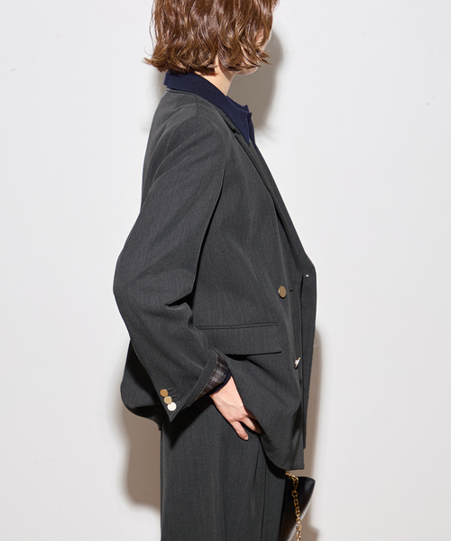 journal standard L'essage(ジャーナルスタンダードレサージュ)の「《追加5》ヴィスポリギャバブレザージャケット(その他アウター・レディース・グレー/ネイビー・FREE)」の10枚目の写真