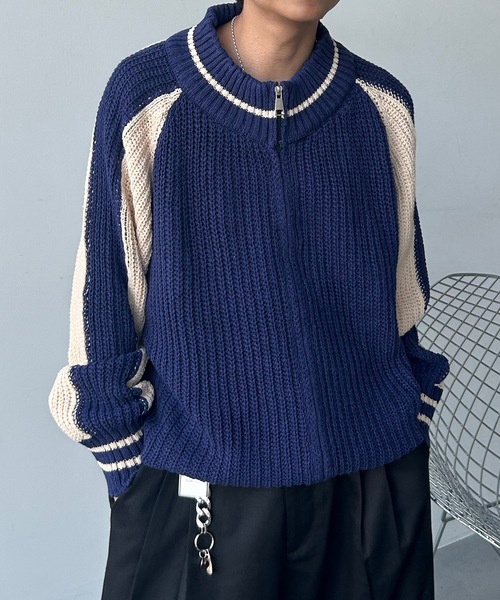 UNDERSTATEMENTs（アンダーステイトメント）の「【ユニセックス】スカジャンドライバーズニット（ニット/セーター・メンズ・ネイビー・FREE）」の6枚目の写真