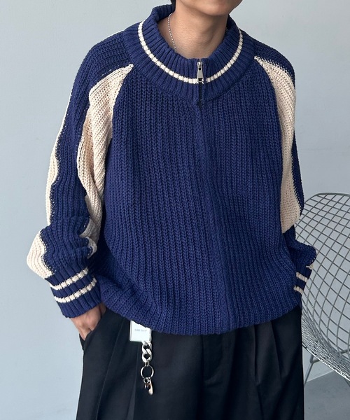 UNDERSTATEMENTs（アンダーステイトメント）の「【ユニセックス】スカジャンドライバーズニット（ニット/セーター・メンズ・ネイビー・FREE）」の7枚目の写真