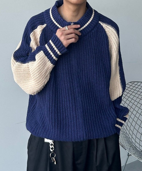 UNDERSTATEMENTs（アンダーステイトメント）の「【ユニセックス】スカジャンドライバーズニット（ニット/セーター・メンズ・ネイビー・FREE）」の8枚目の写真