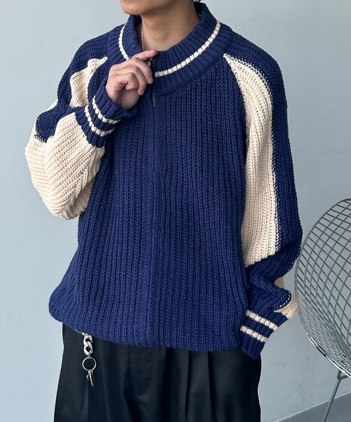 UNDERSTATEMENTs（アンダーステイトメント）の「【ユニセックス】スカジャンドライバーズニット（ニット/セーター・メンズ・ネイビー・FREE）」の9枚目の写真