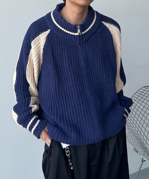 UNDERSTATEMENTs（アンダーステイトメント）の「【ユニセックス】スカジャンドライバーズニット（ニット/セーター・メンズ・ネイビー・FREE）」の11枚目の写真