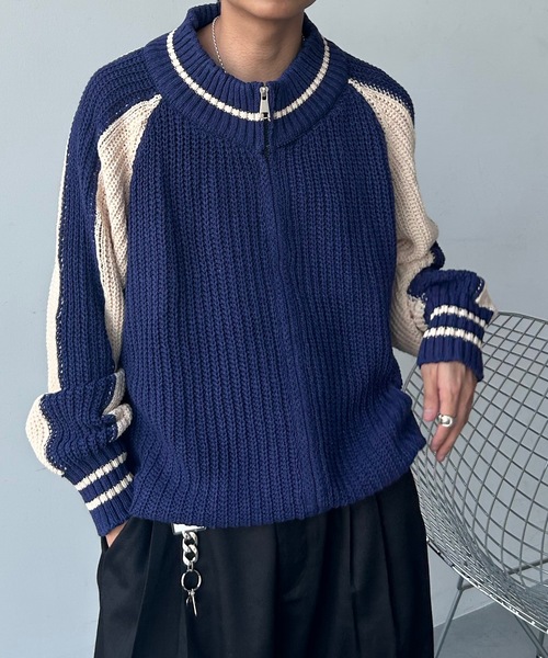 UNDERSTATEMENTs（アンダーステイトメント）の「【ユニセックス】スカジャンドライバーズニット（ニット/セーター・メンズ・ネイビー・FREE）」の12枚目の写真