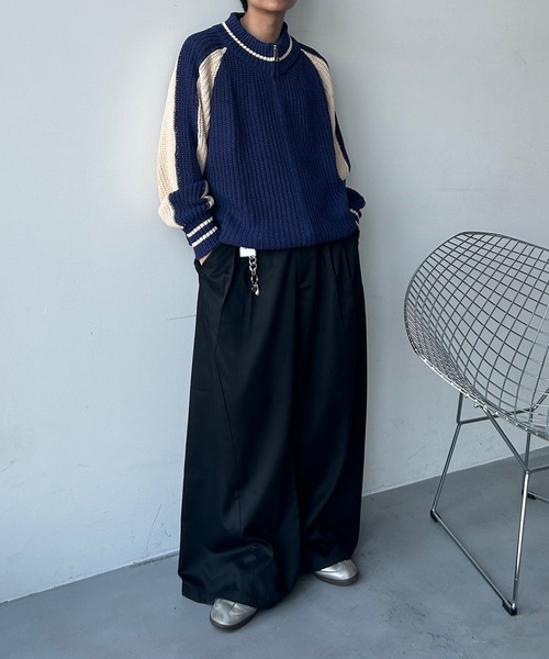 UNDERSTATEMENTs（アンダーステイトメント）の「【ユニセックス】スカジャンドライバーズニット（ニット/セーター・メンズ・ネイビー・FREE）」の13枚目の写真