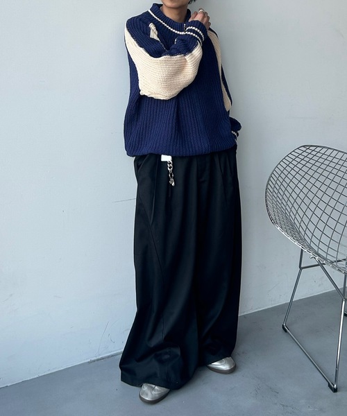 UNDERSTATEMENTs（アンダーステイトメント）の「【ユニセックス】スカジャンドライバーズニット（ニット/セーター・メンズ・ネイビー・FREE）」の14枚目の写真